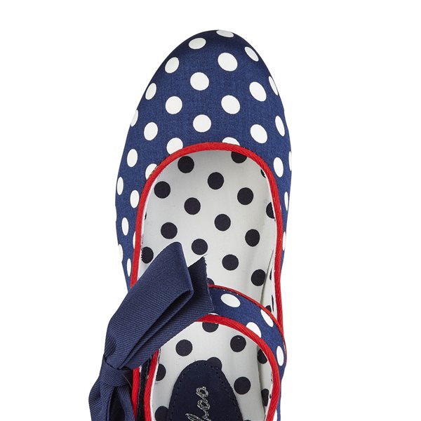 Ruby Shoo Navy Blue Polka Dot Court Shoes with Bow