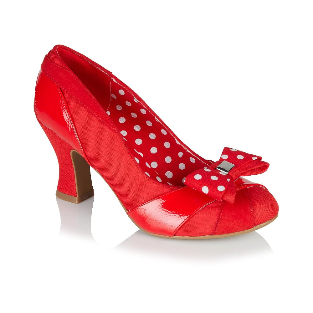 Ruby Shoo Tatum Red Court Shoes with Detachable Bow