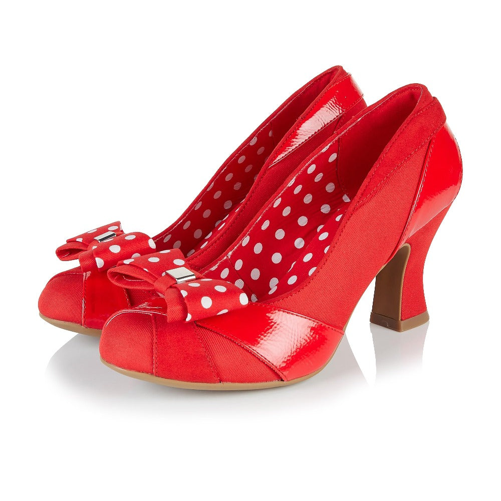 Ruby Shoo Tatum Red Court Shoes with Detachable Bow