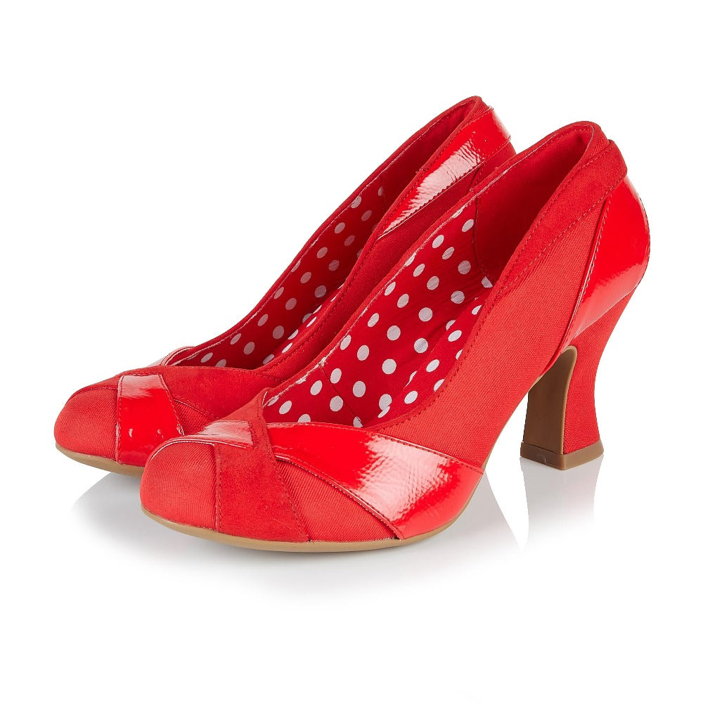 Ruby Shoo Tatum Red Court Shoes with Detachable Bow