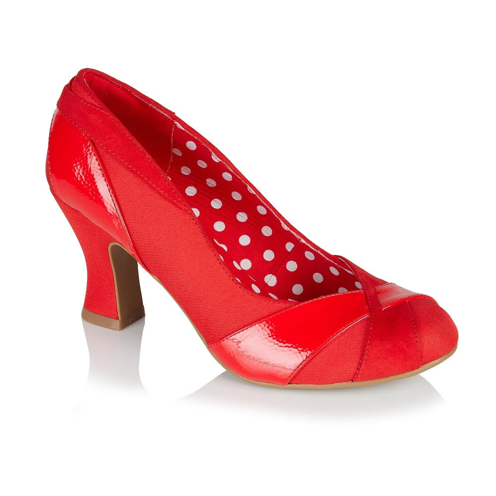 Ruby Shoo Tatum Red Court Shoes with Detachable Bow