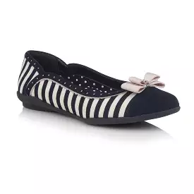 Ruby Shoo Vintage Navy Cream Stripe Lizzie Pumps