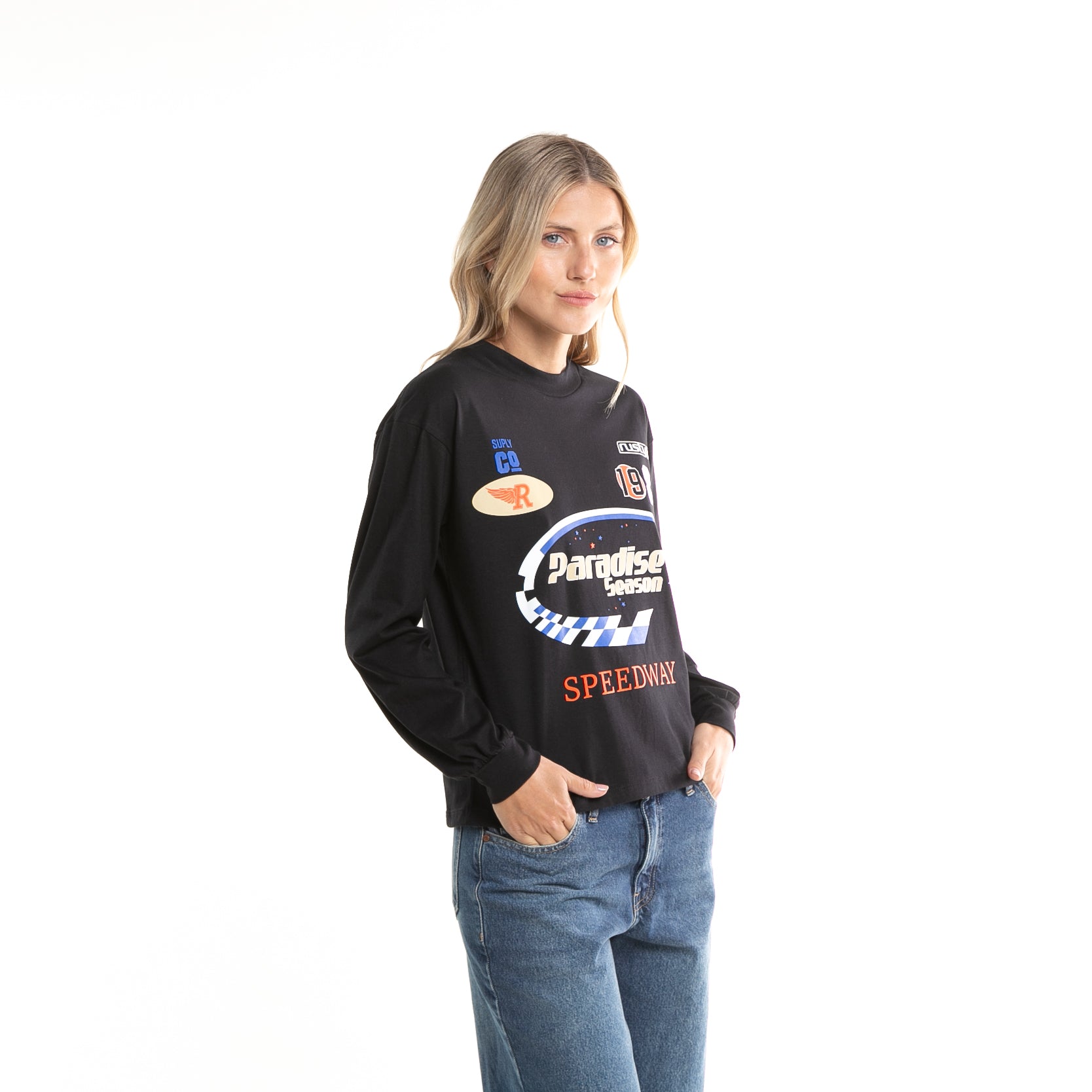 Rusty Paradise Relaxed Long Sleeve Tee - Black