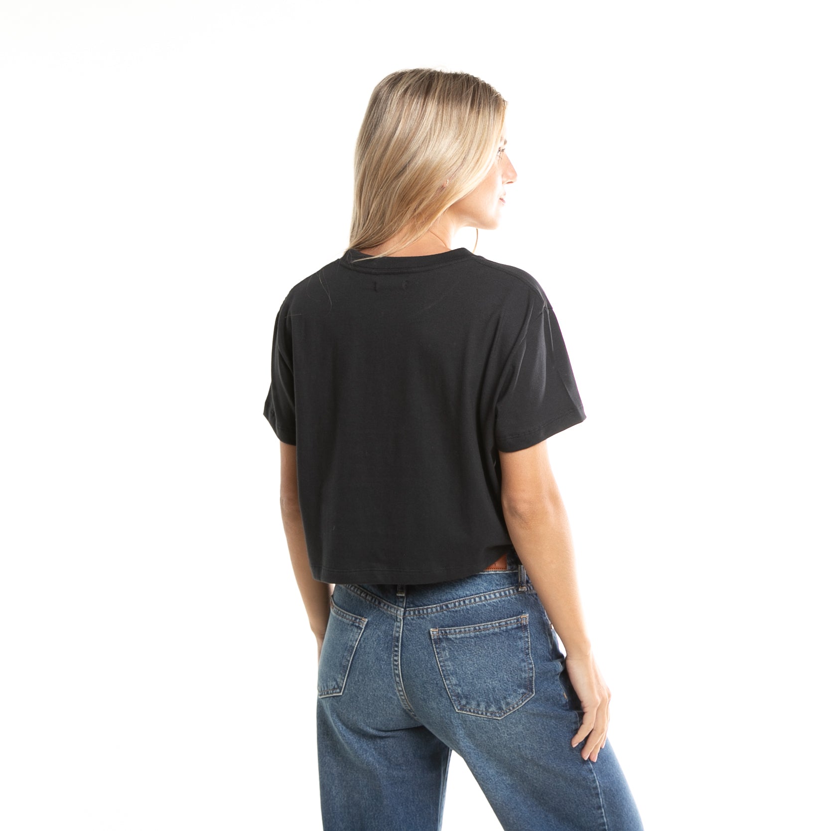 Rusty Rider Black Cropped Tee for Women