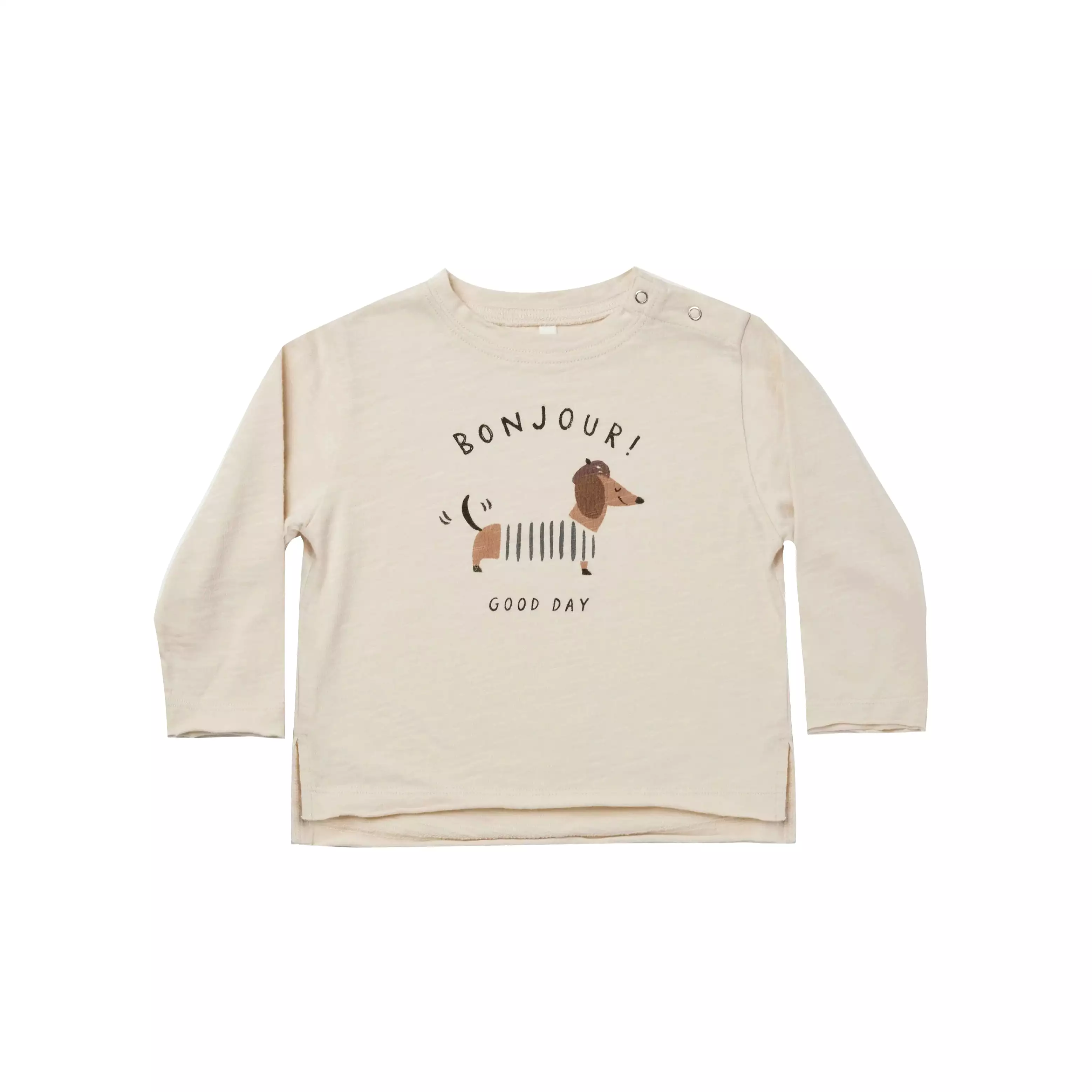 Rylee + Cru Bonjour Raw Edge Long Sleeve Tee