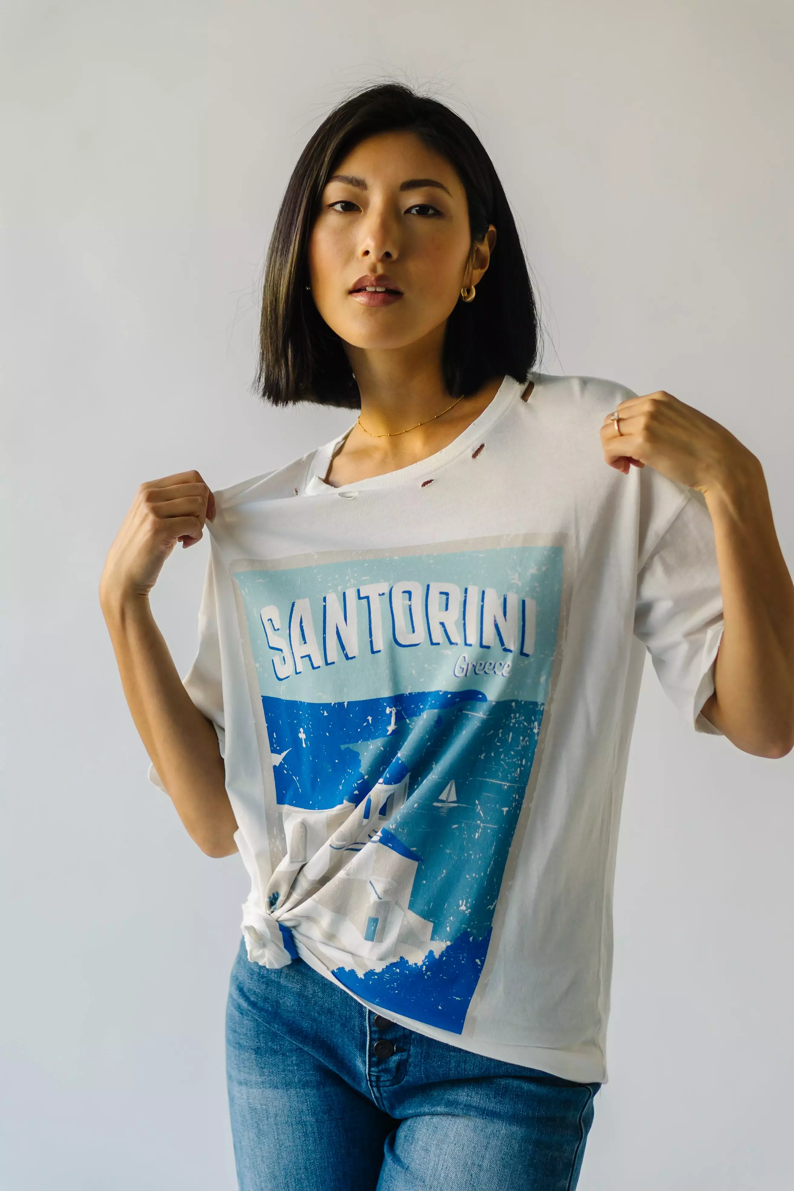 Santorini Greece Ivory Tee