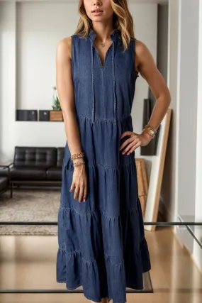 Sleeveless Denim Sari Dress