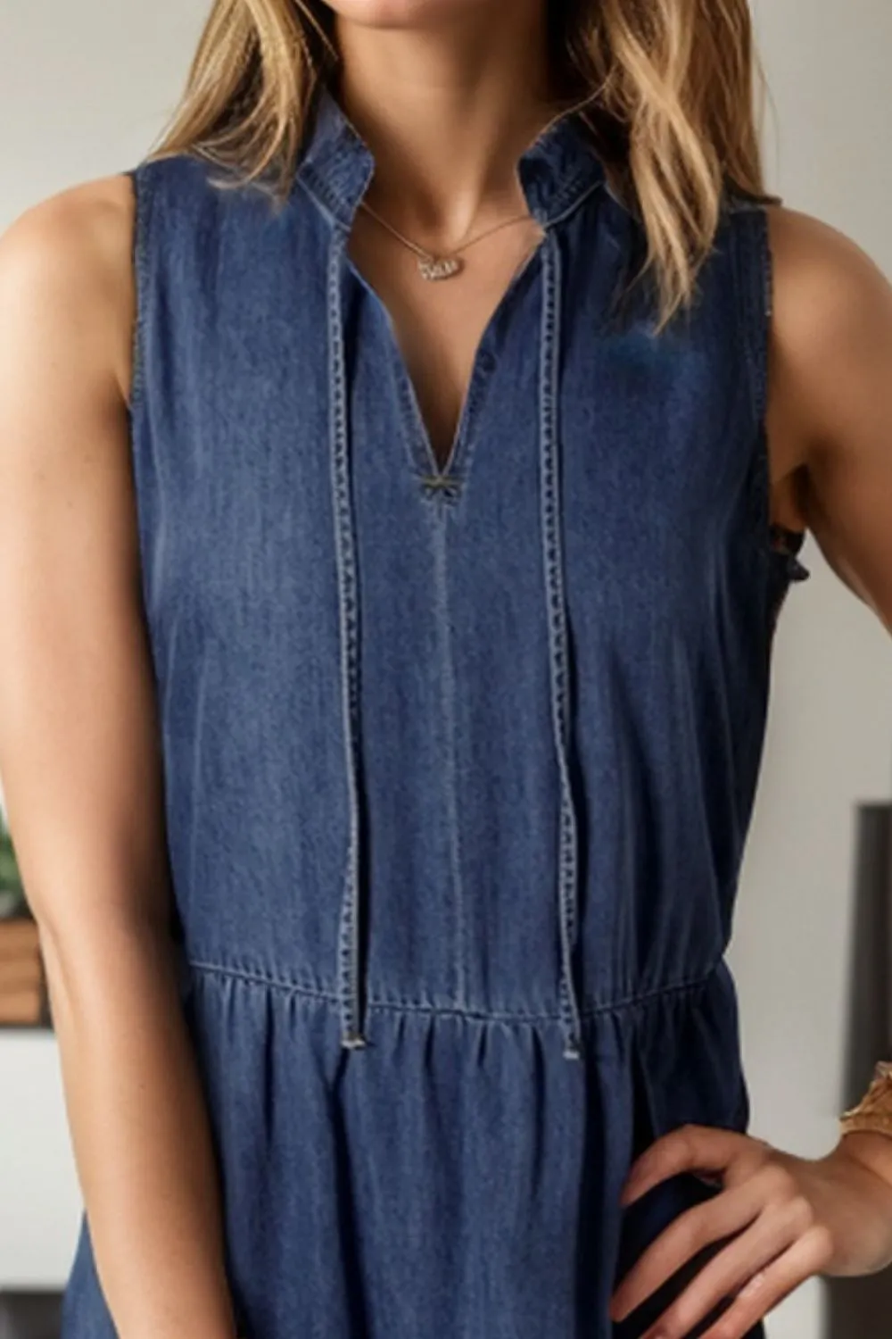 Sleeveless Denim Sari Dress