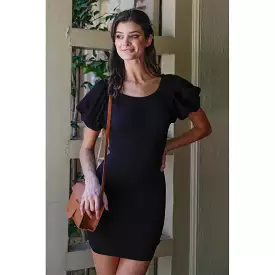 Short Sleeve Bodycon Mini Dress - Knit Balloon Style