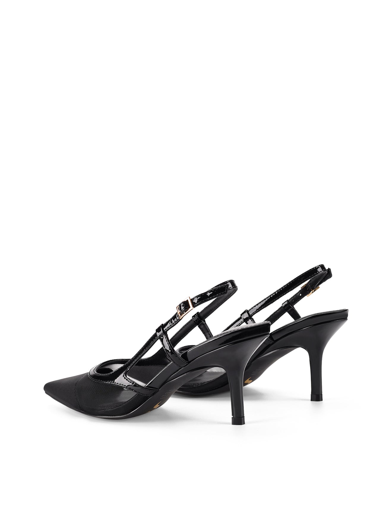 Sissy Black Patent Leather/Mesh Point Toe Slingbacks