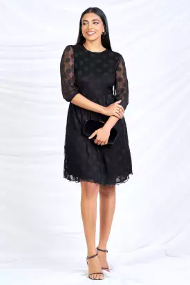 Skater Dress - Black Lace Dot - Slim Fit