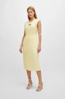 High-Shine Plissé Fabric Sleeveless Dress