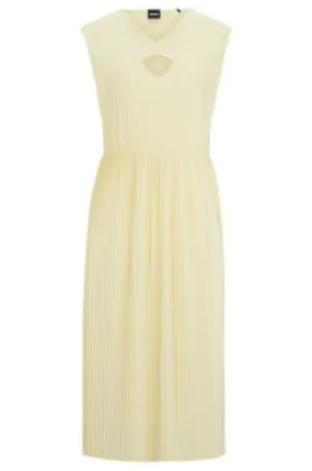 High-Shine Plissé Fabric Sleeveless Dress