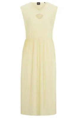 High-Shine Plissé Fabric Sleeveless Dress