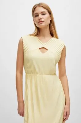 High-Shine Plissé Fabric Sleeveless Dress