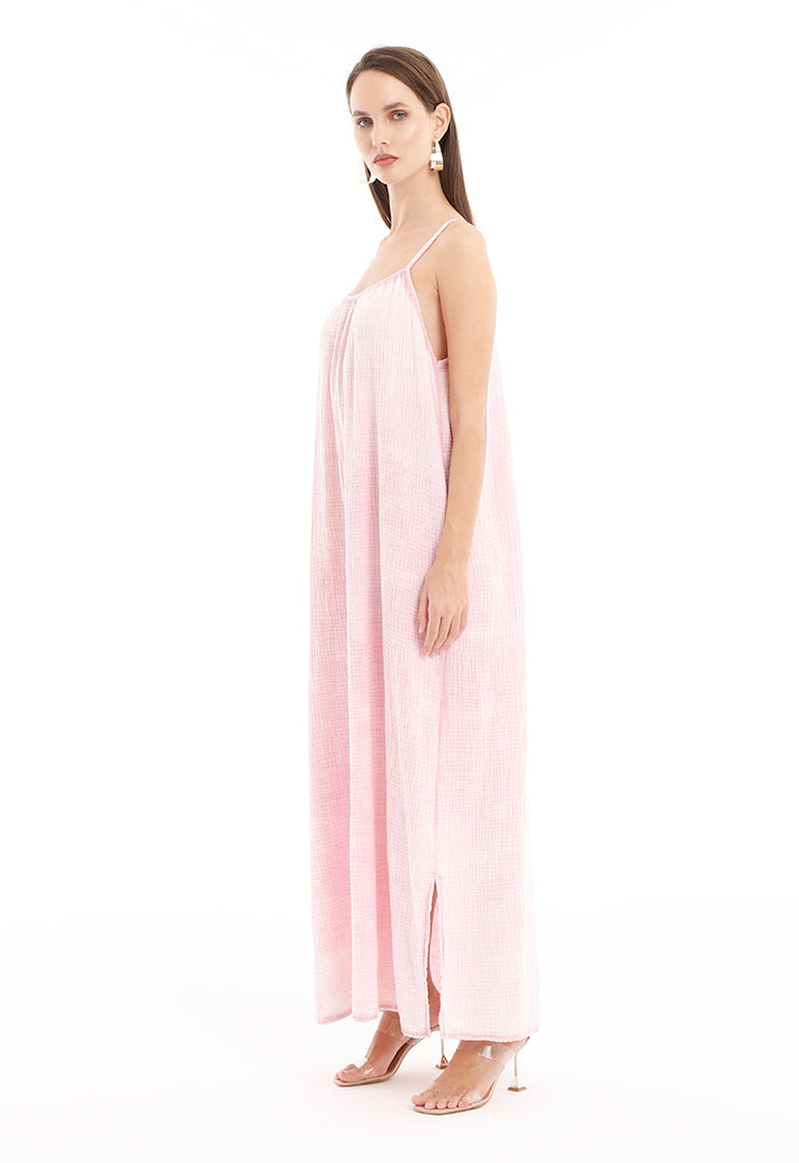 Sleeveless Maxi Dress with Textured Fabric