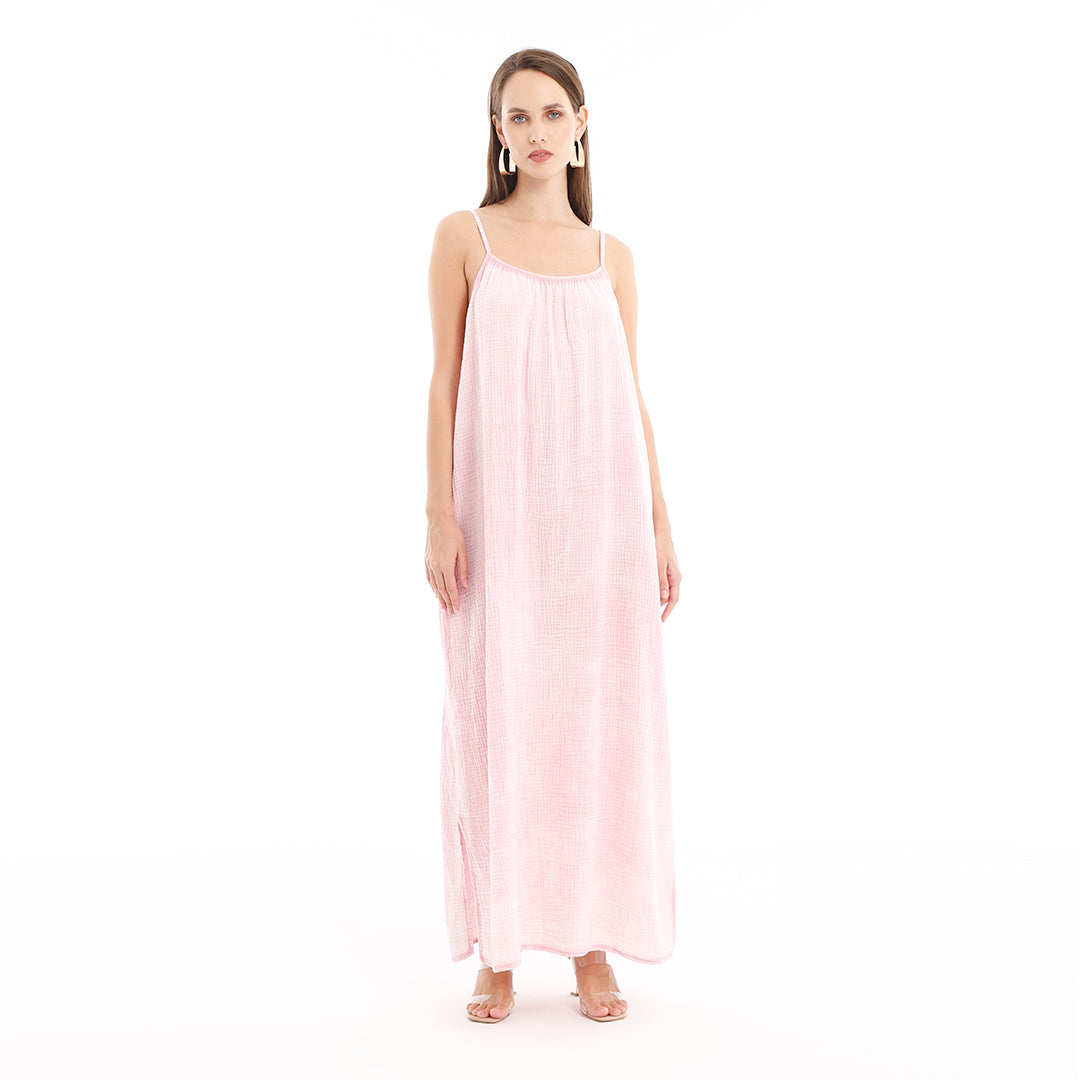 Sleeveless Maxi Dress with Textured Fabric