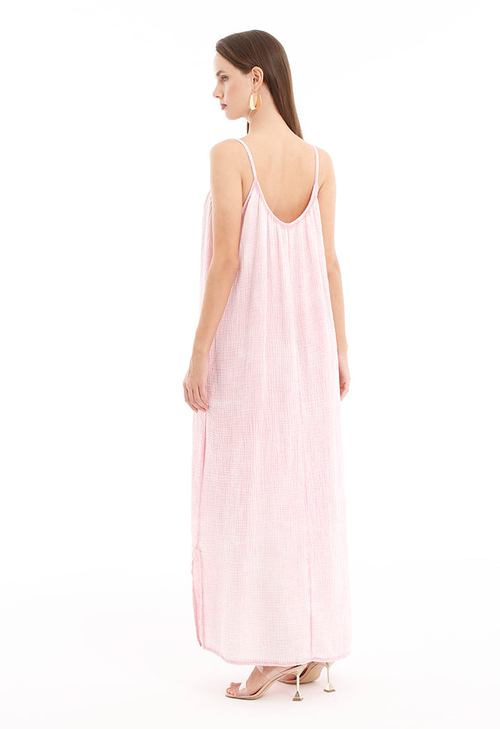 Sleeveless Maxi Dress with Textured Fabric