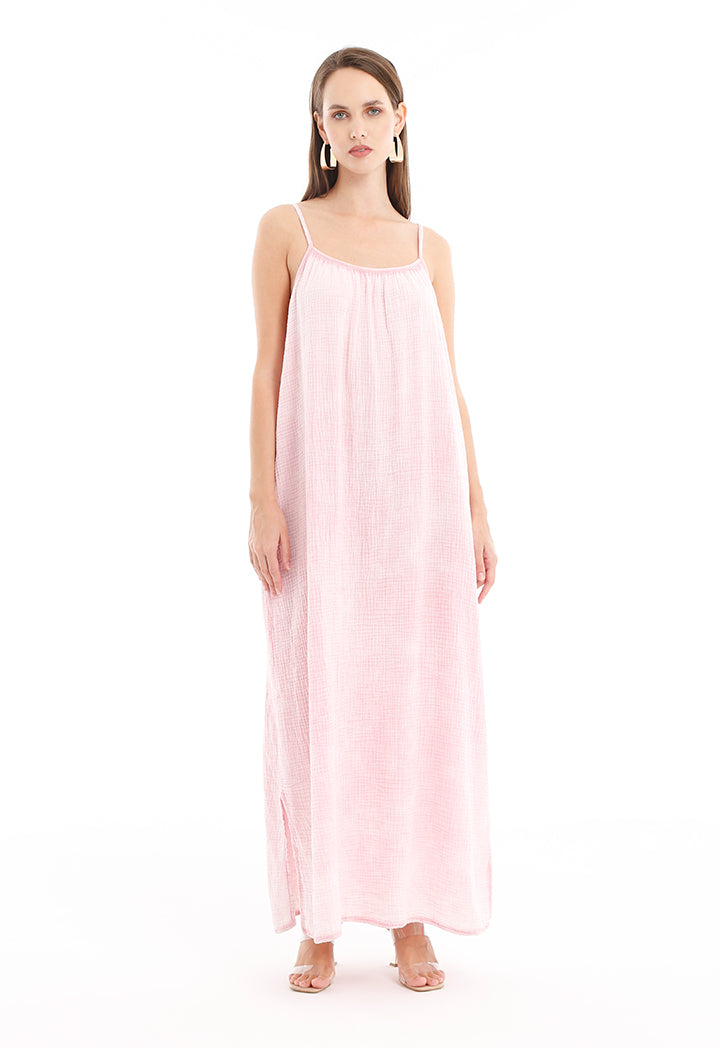 Sleeveless Maxi Dress with Textured Fabric