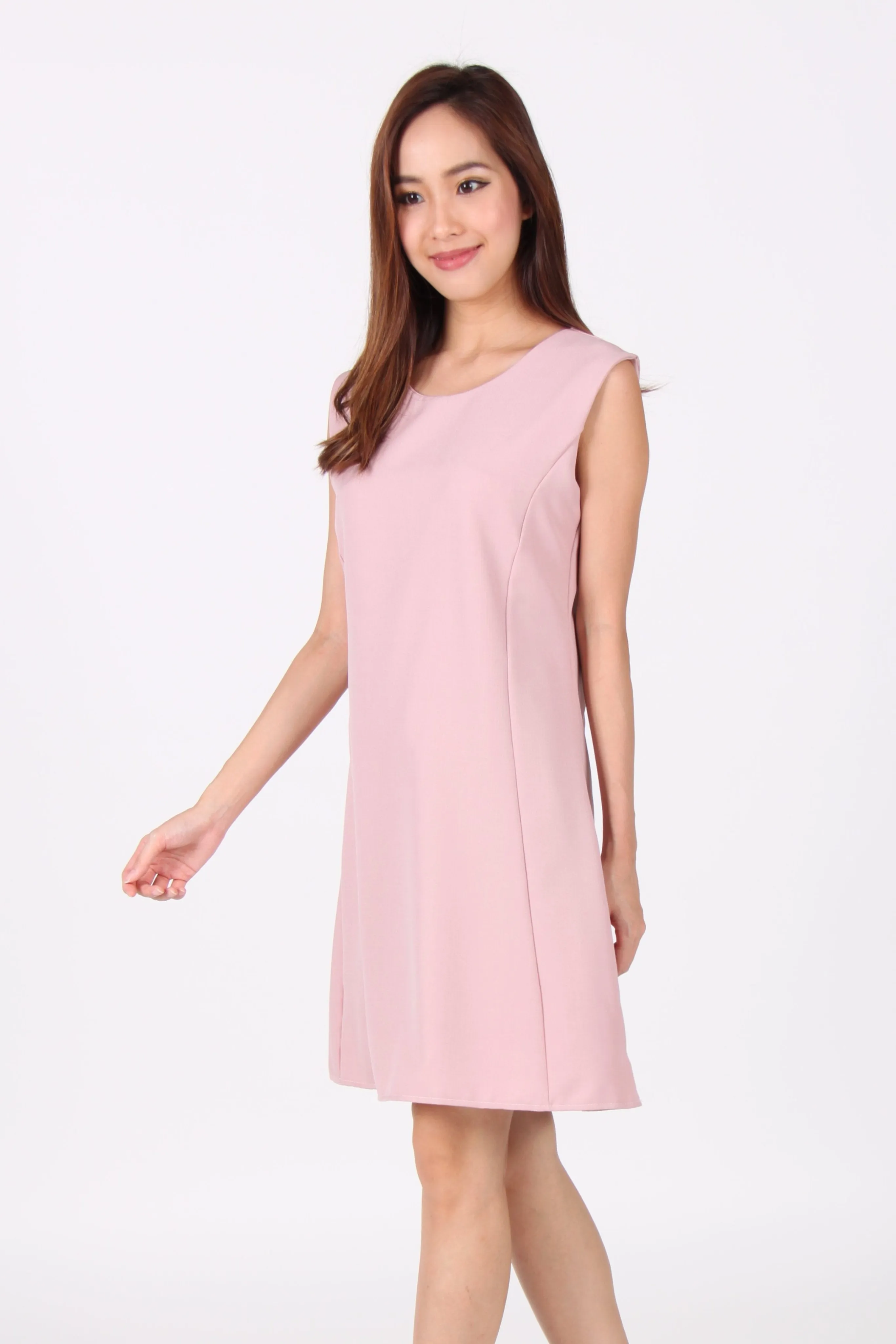 Pink Sleeveless Shift Dress.