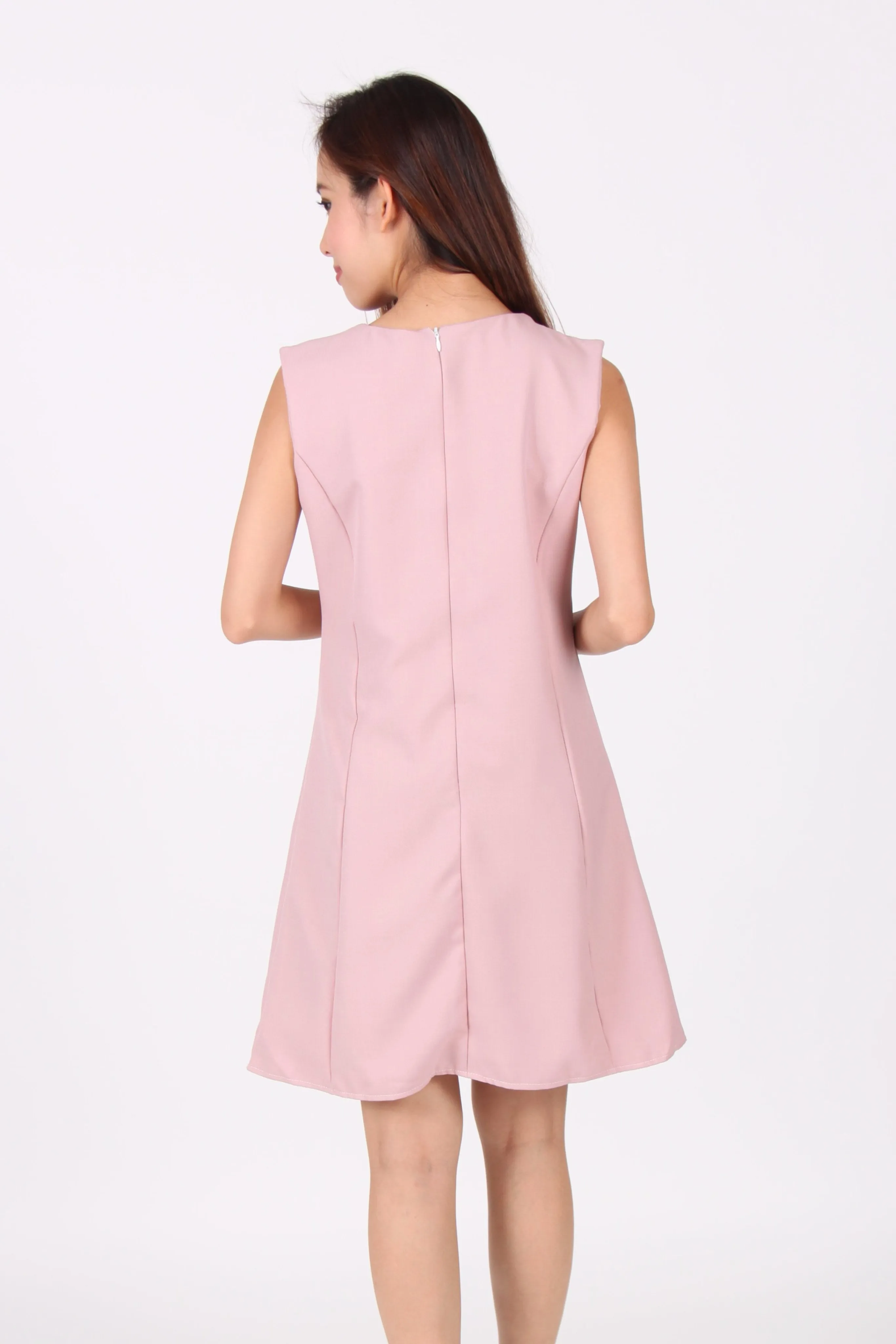 Pink Sleeveless Shift Dress.