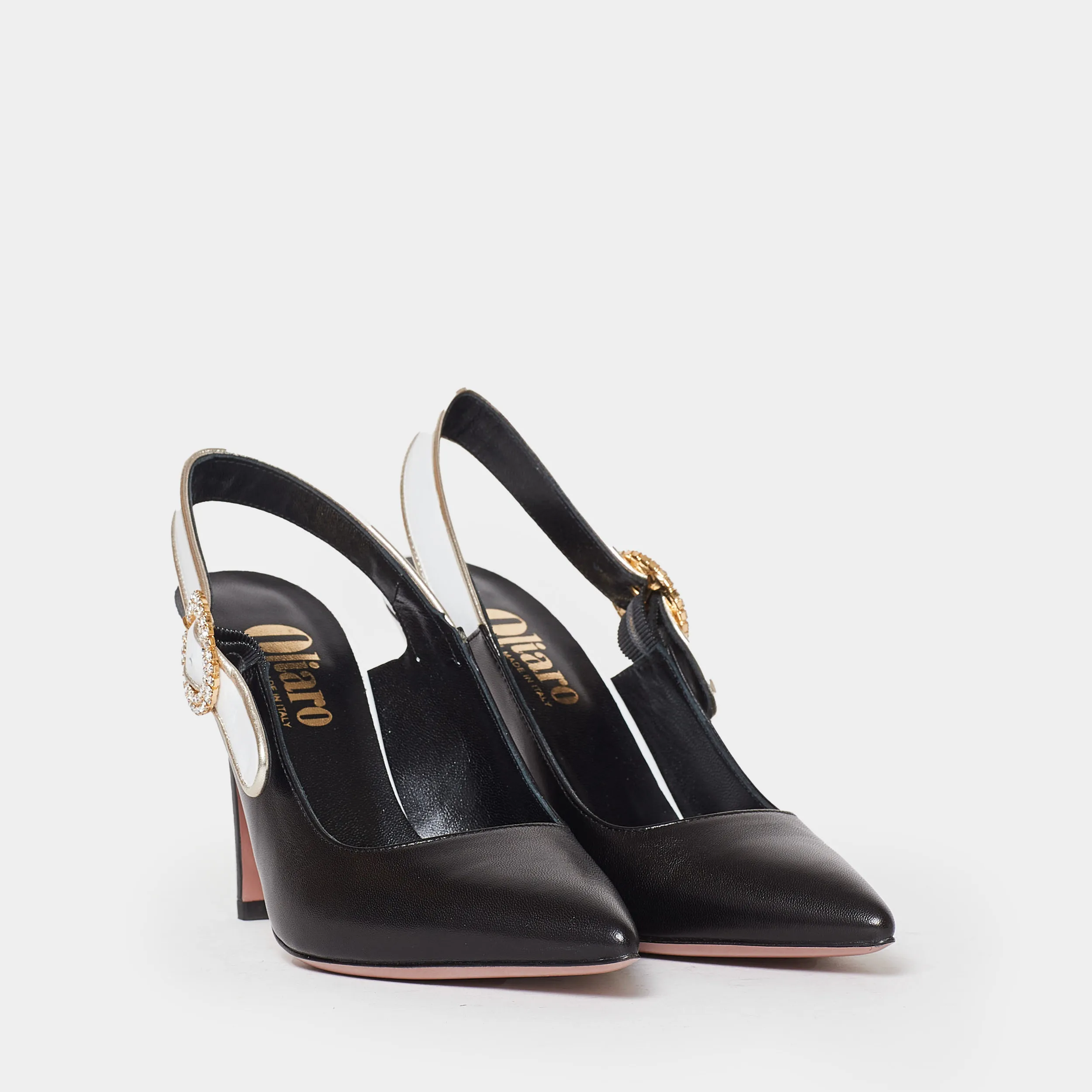 Black nappa slingback