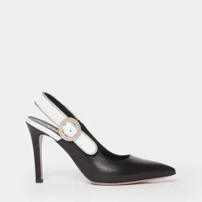 Black nappa slingback