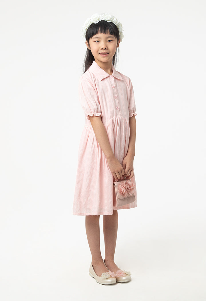 Solid Collared Drop Waist Dress.