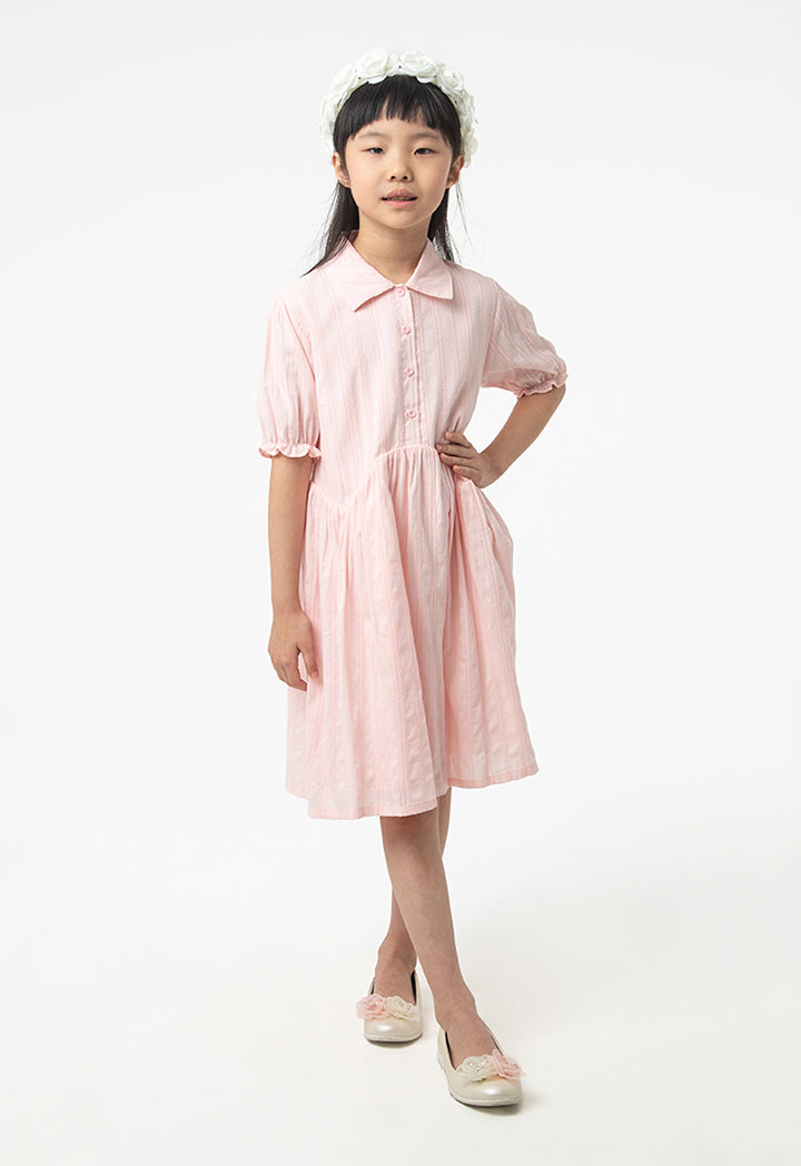 Solid Collared Drop Waist Dress.