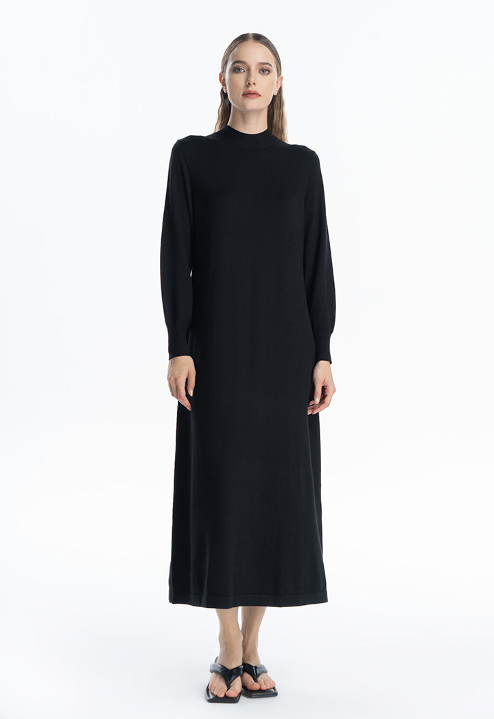 Solid Knit Maxi Winter Dress