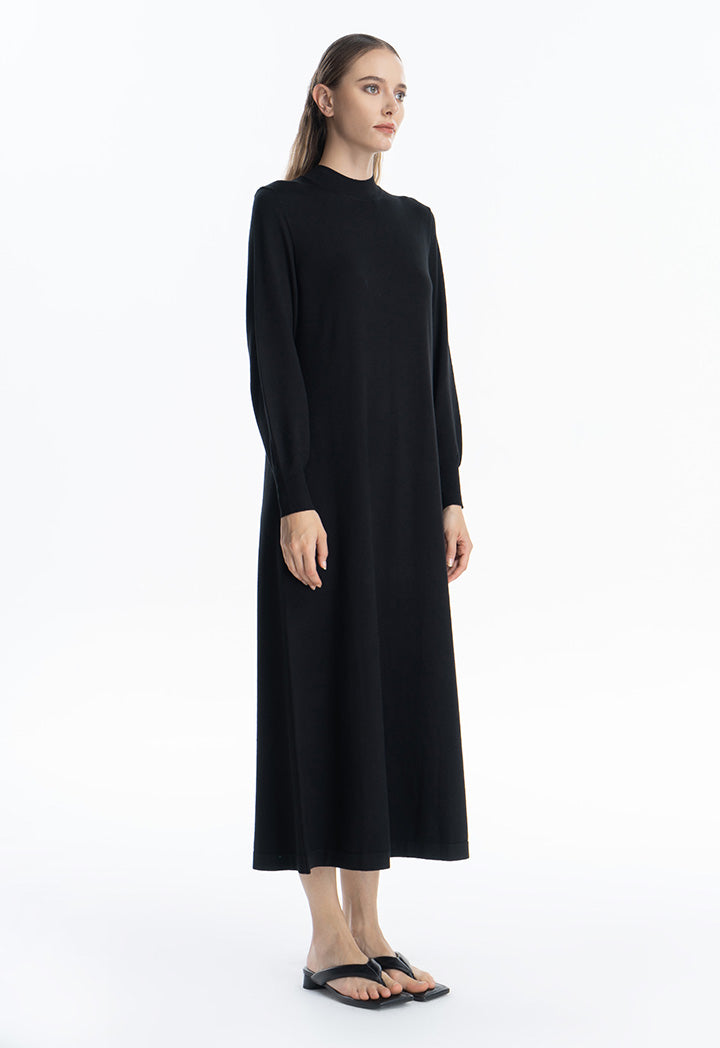 Solid Knit Maxi Winter Dress