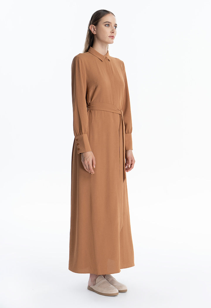 Solid Maxi Dress with Collar