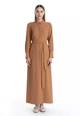 Solid Maxi Dress with Collar