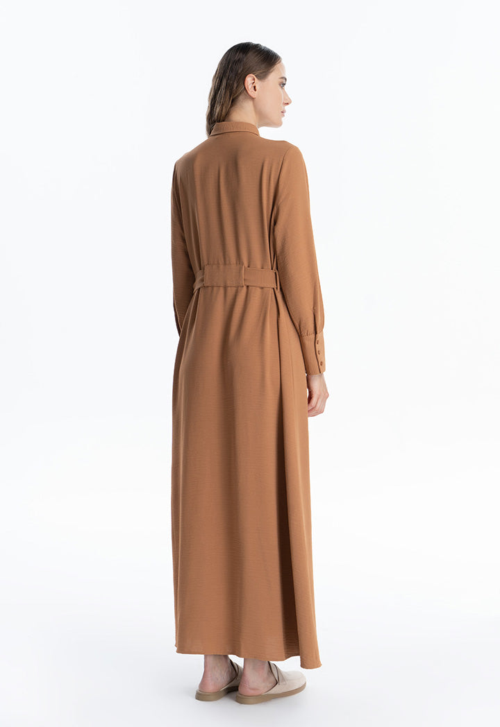 Solid Maxi Dress with Collar