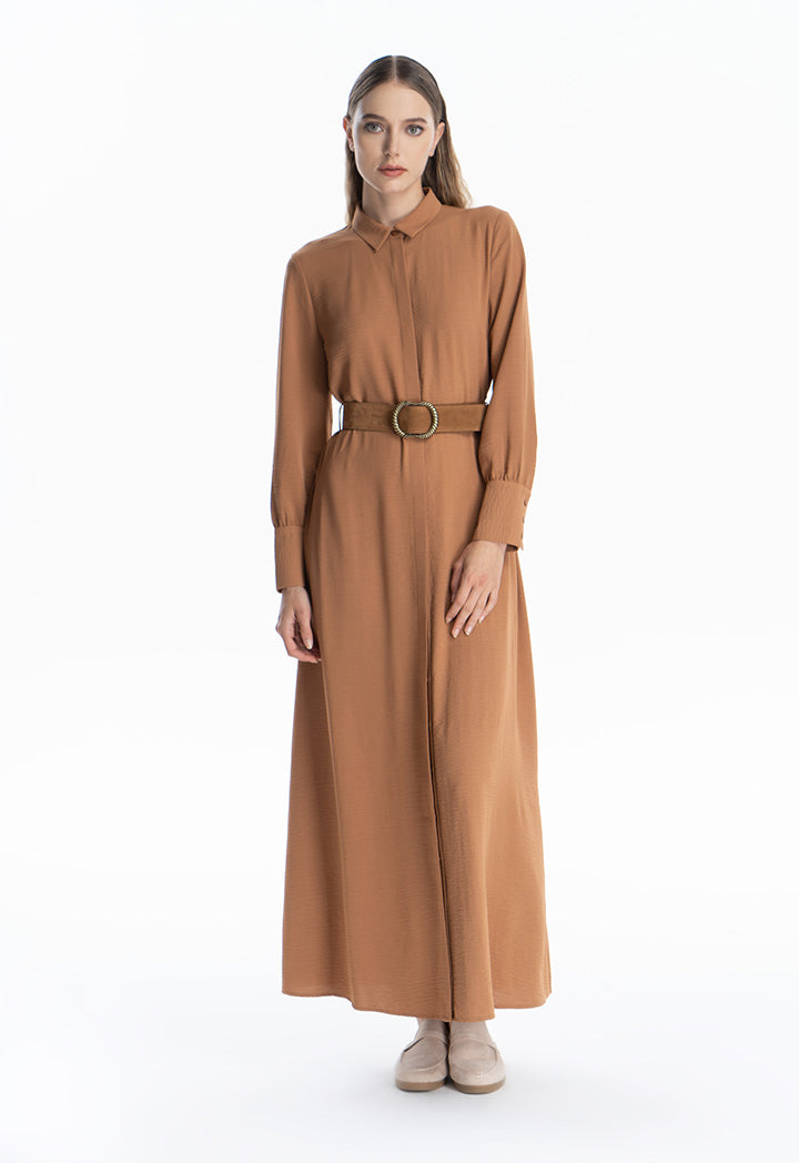 Solid Maxi Dress with Collar