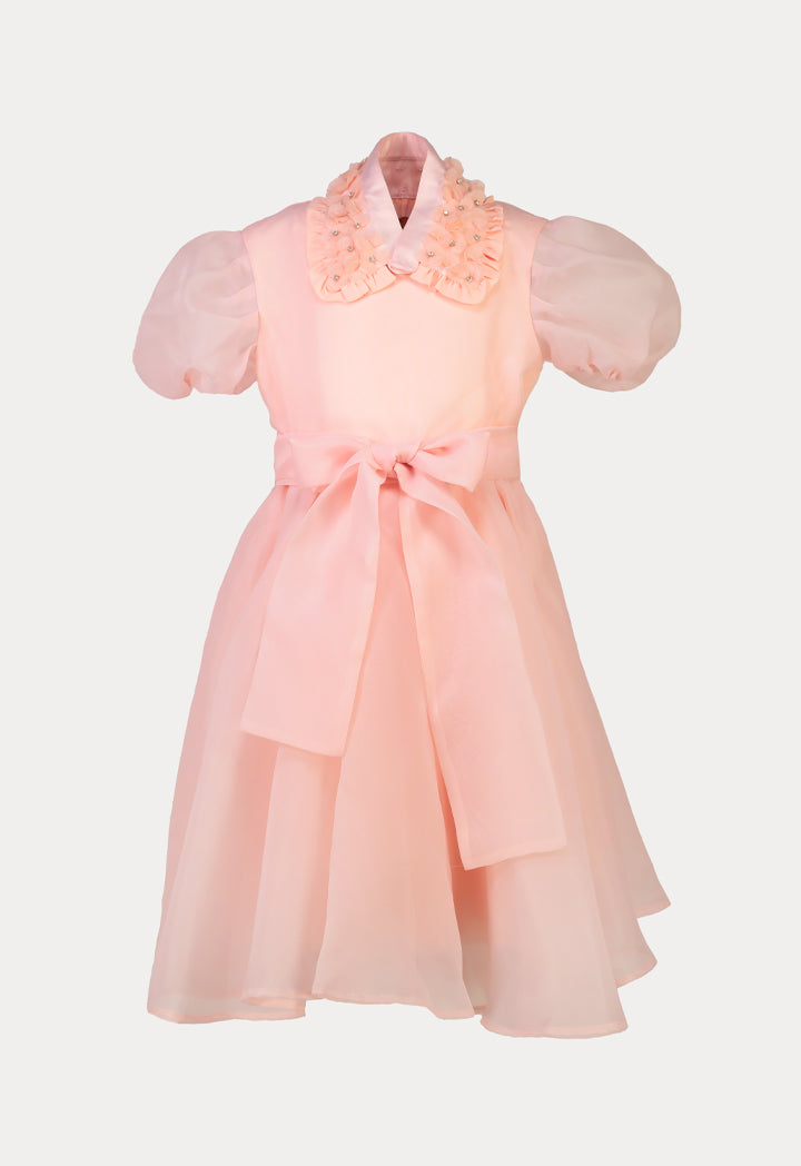 Solid Organza Box Pleated Party Dress