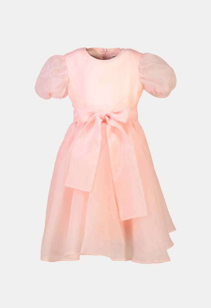 Solid Organza Box Pleated Party Dress