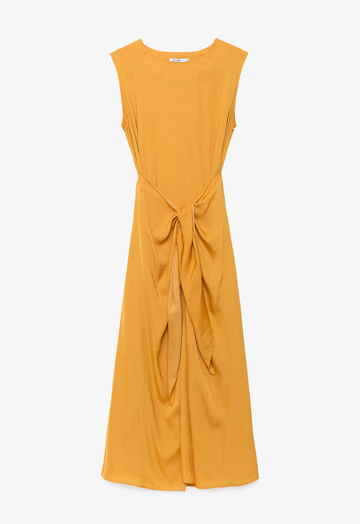 Solid Tie Waist Maxi Dress