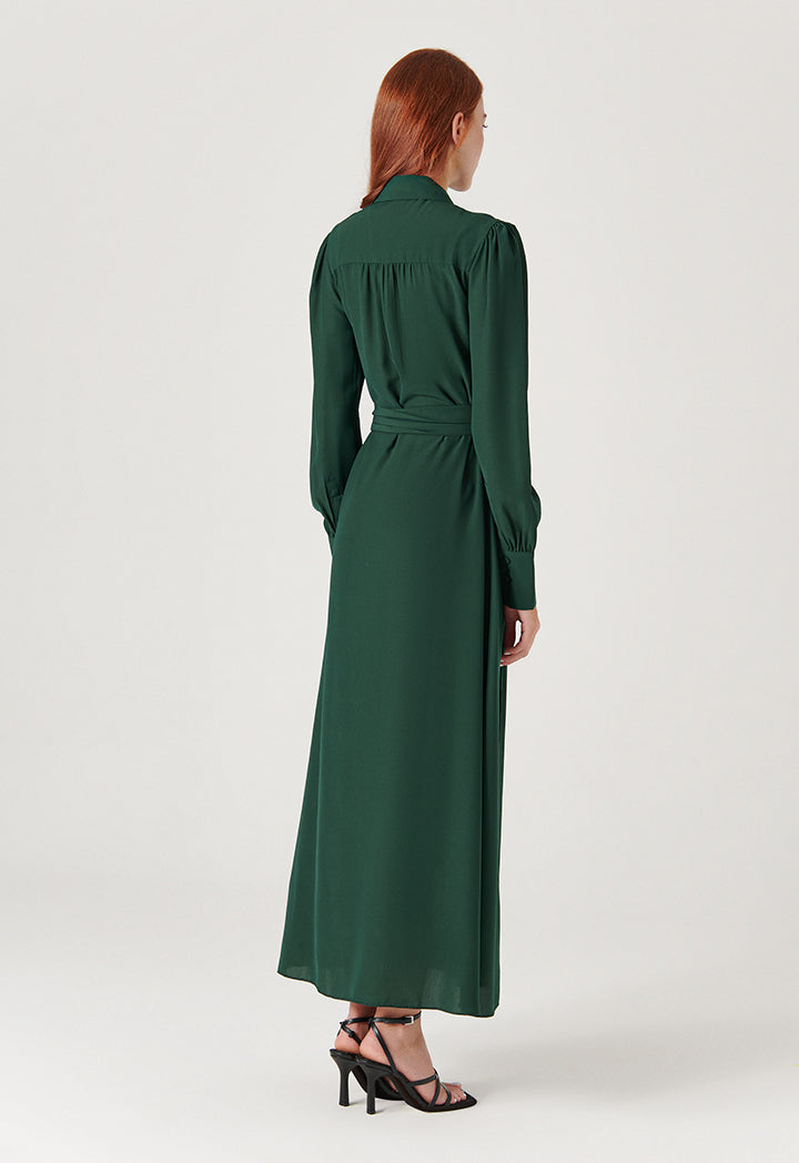 Space Tuck Neck Maxi Dress