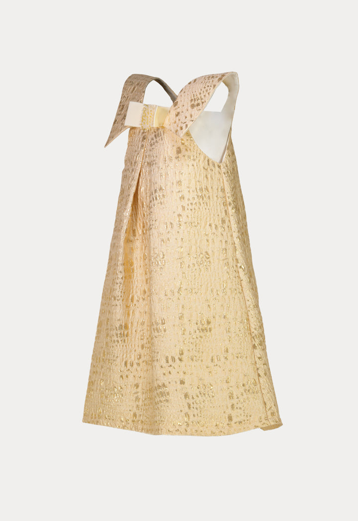 Sparkly Sleeveless Dress with Textured Lurex Bow Embellishment