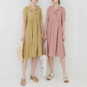 Spring Korean Cute Solid Short-Sleeved Dress