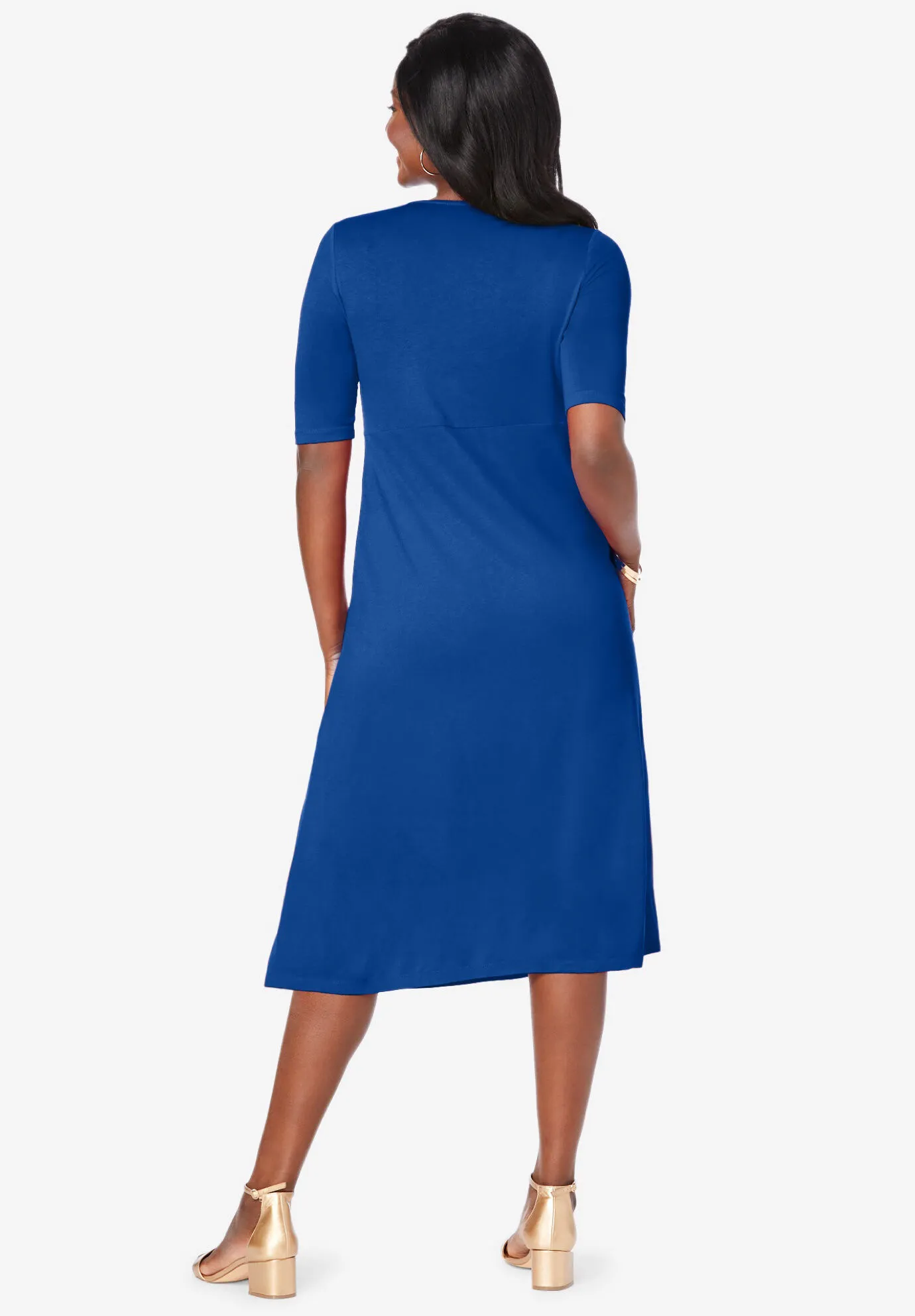 Pleated Front Stretch Knit Dress