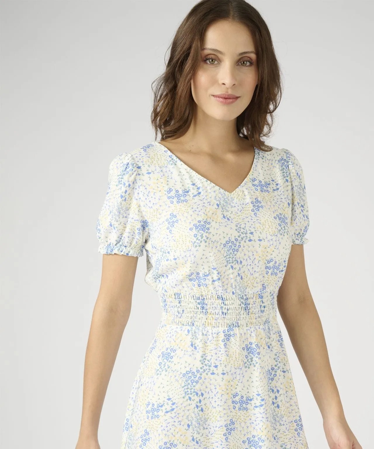 Printed Tea Dress with Stretch Waist