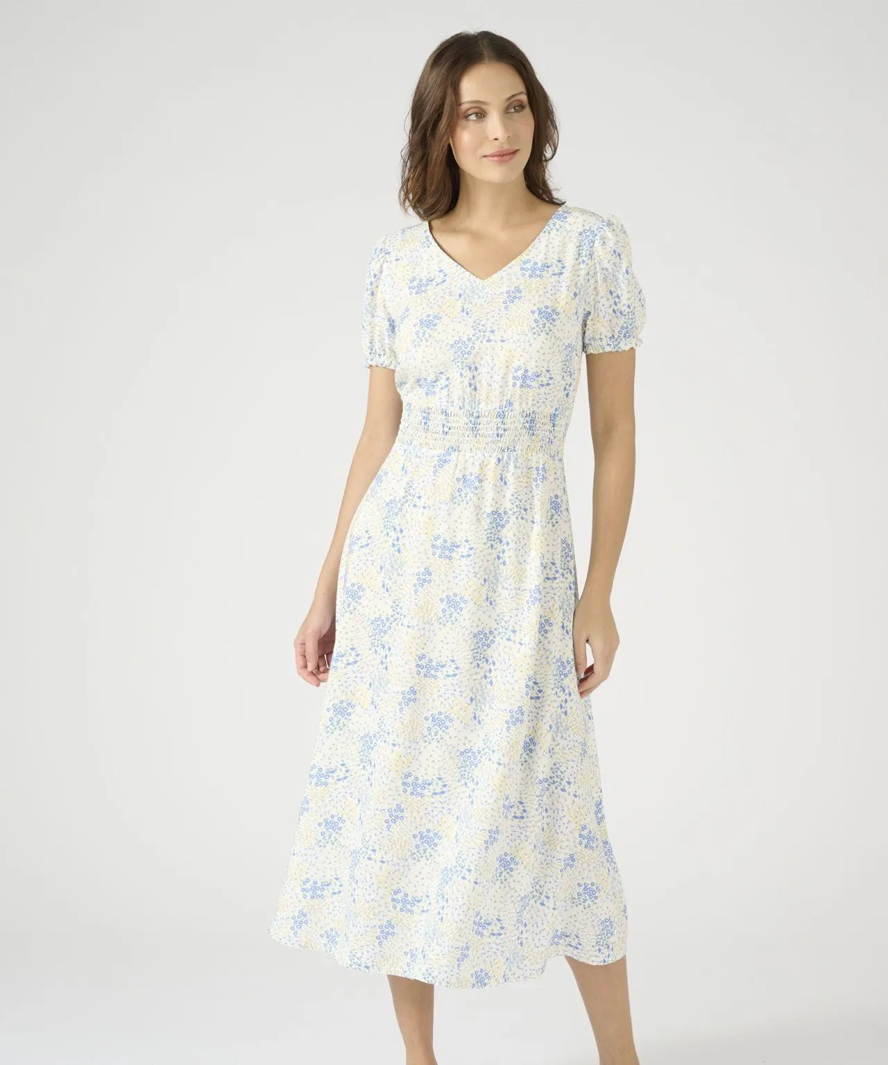 Printed Tea Dress with Stretch Waist