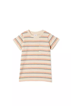 Striped Organic Cotton T-Shirt in Milky White