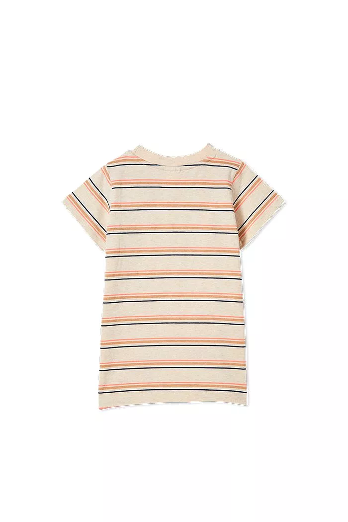 Striped Organic Cotton T-Shirt in Milky White