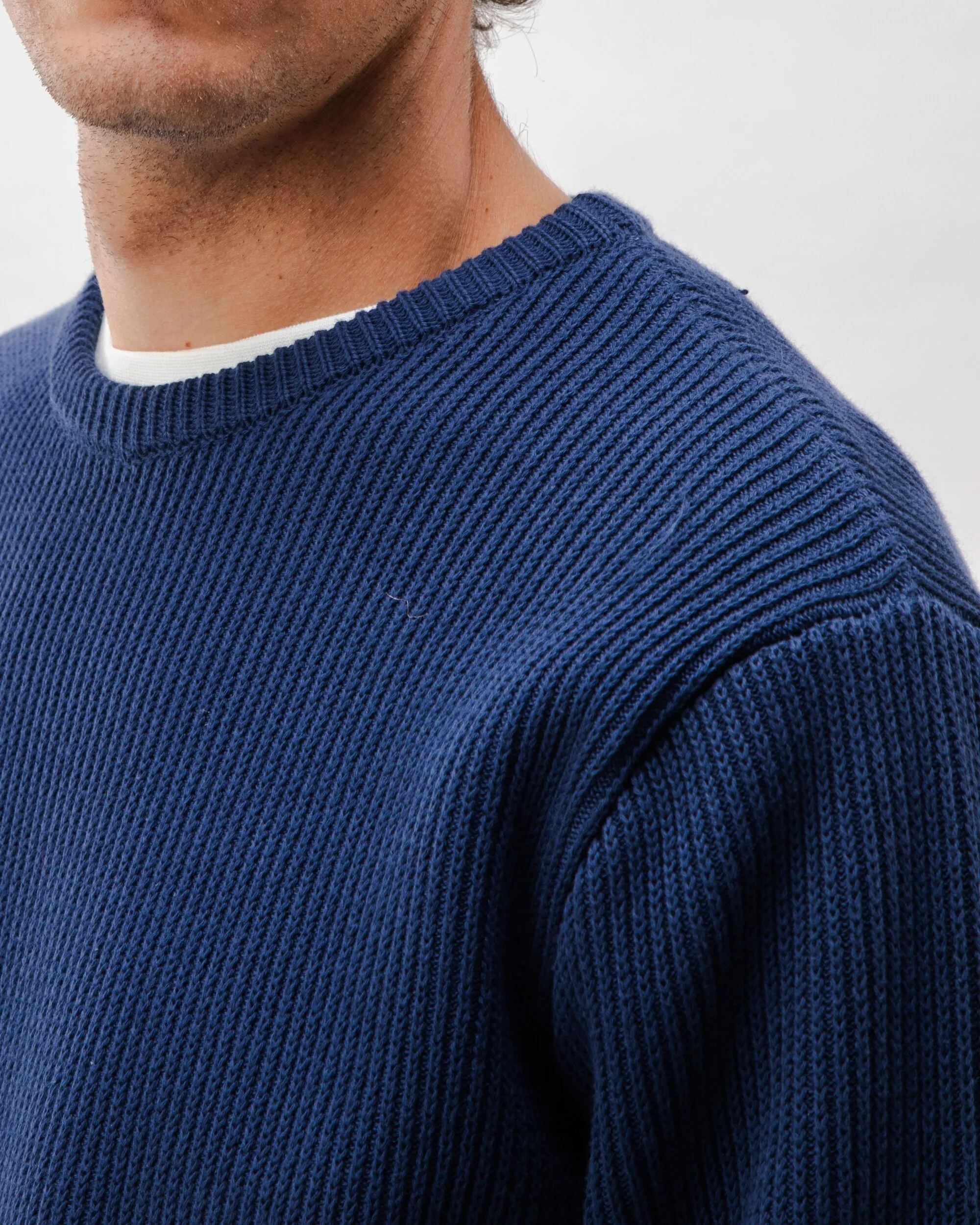 Structured Navy Cotton Sweater