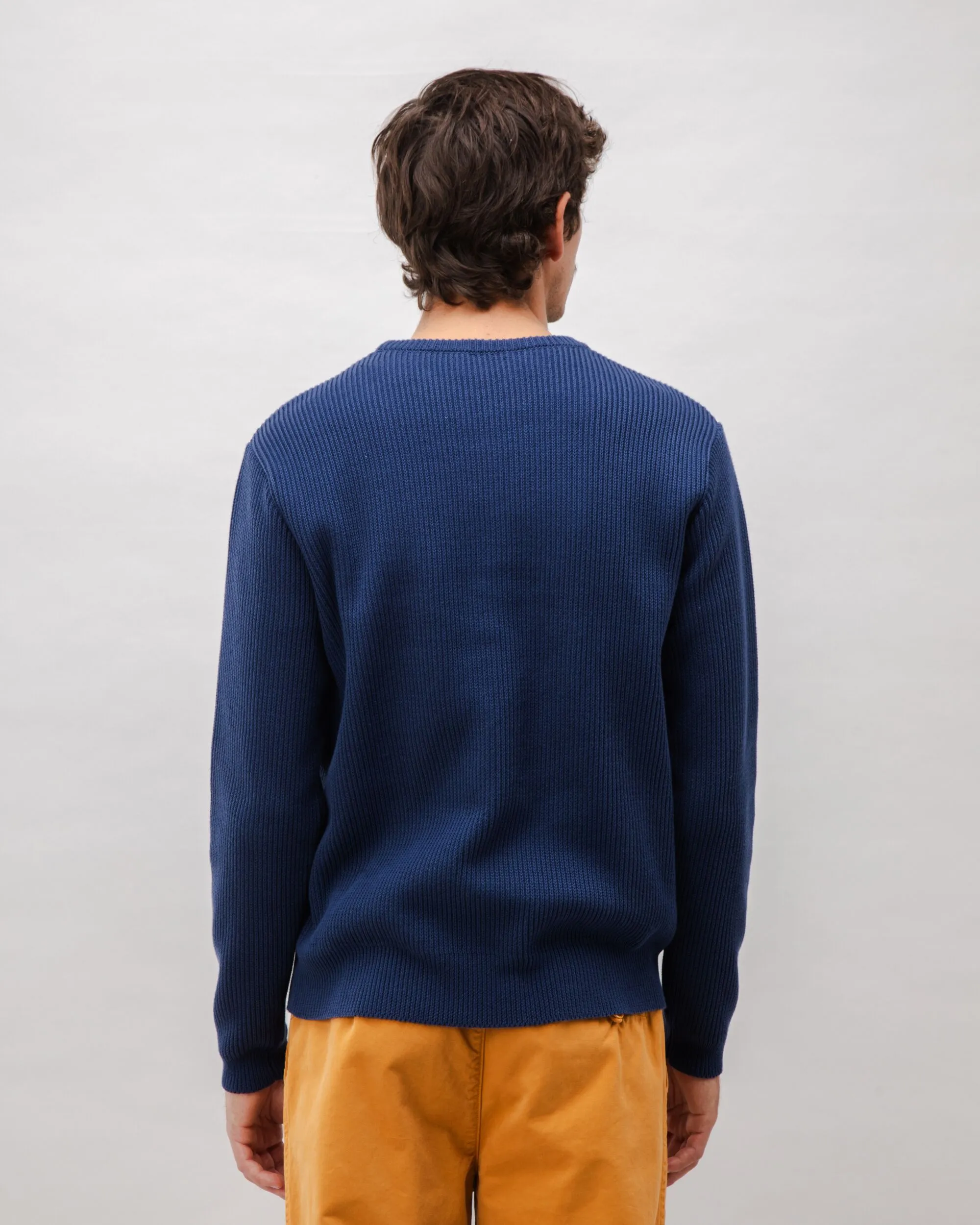 Structured Navy Cotton Sweater