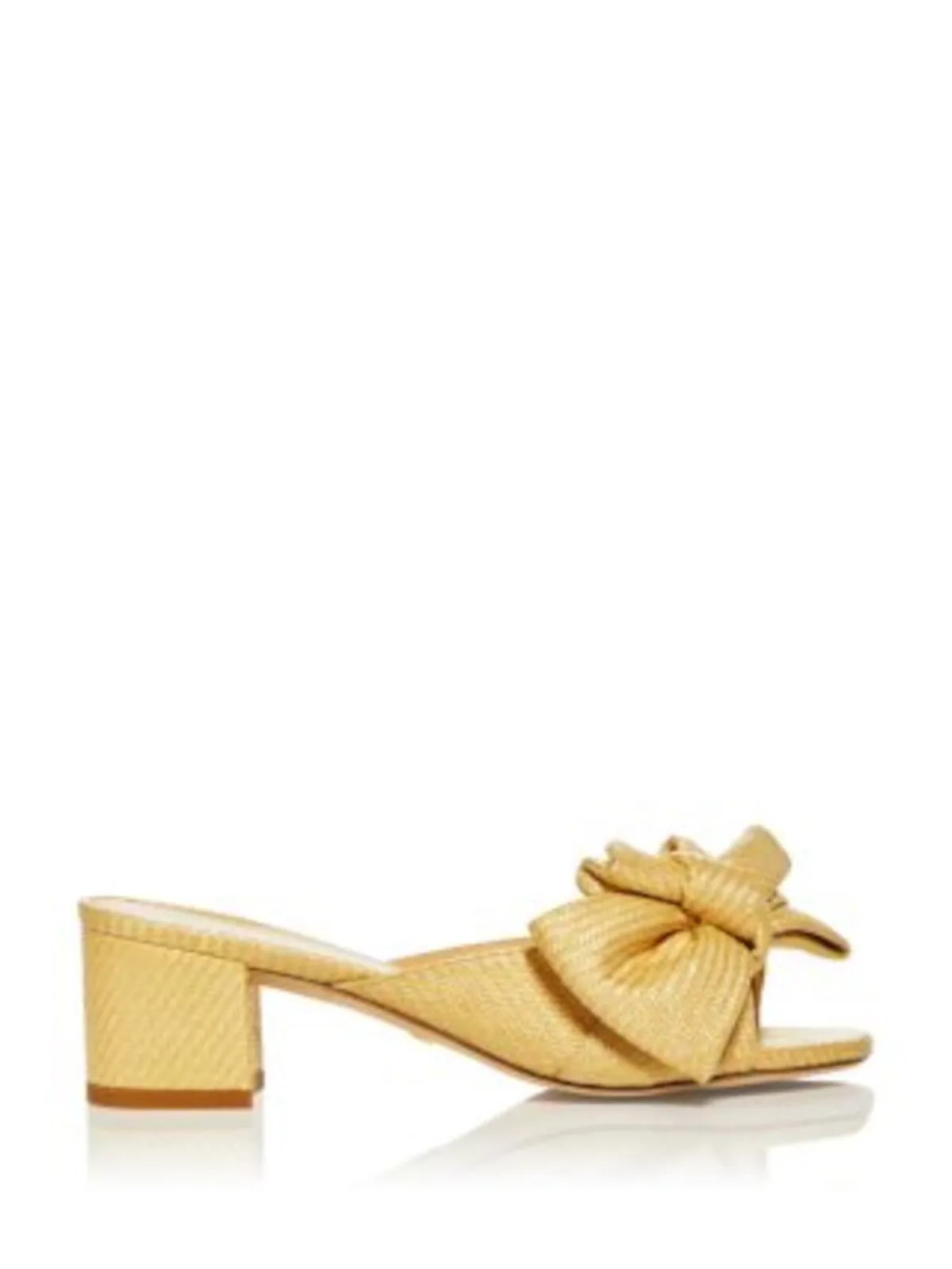 STUART WEITZMAN Beige Raffia Bow Accent Loveknot Block Heel Slip On Heels