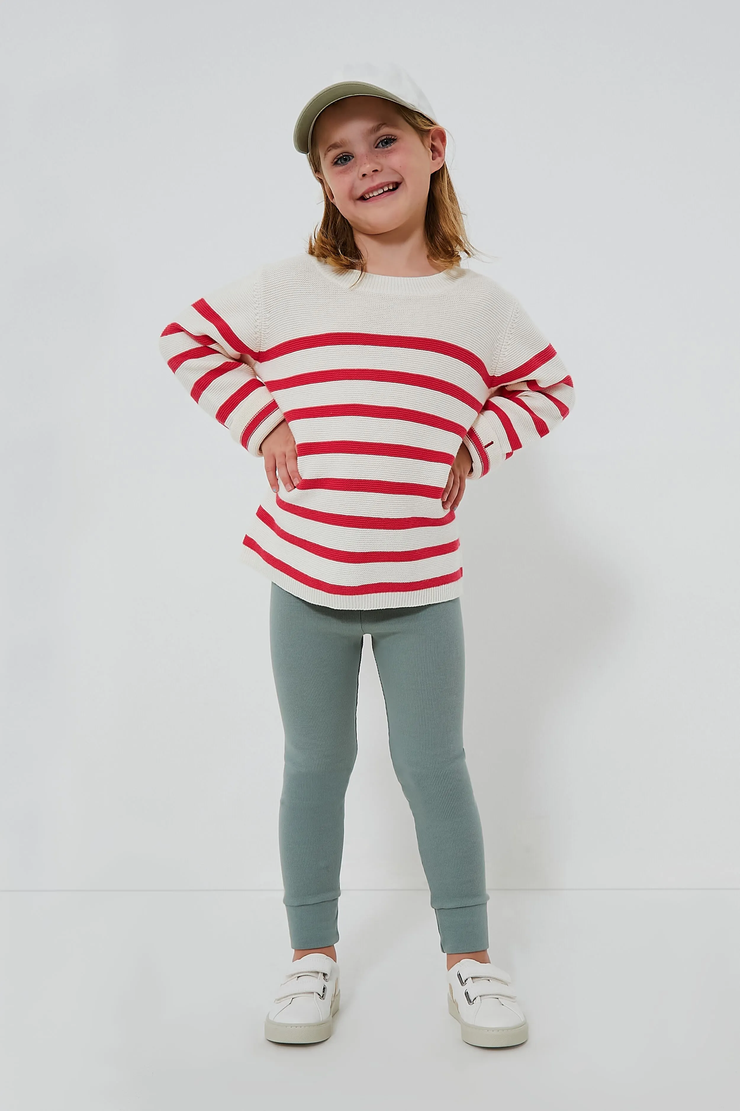 Stylish Cream and Raspberry Garter Stitch Sweater